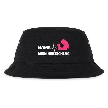 MAMA MEIN HERZSCHLAG Werdende Mutter Lustig - Kinder Bucket Hat - Schwarz - Vorne
