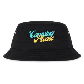 Camping Please Retro Script - Kinder Bucket Hat - Schwarz - Vorne