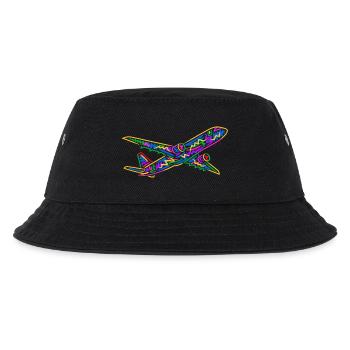 Buntes Flugzeug Flieger Kinder Herren Jungen Pilot - Kinder Bucket Hat - Schwarz - Vorne