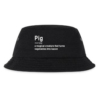 Magic Pig verwandelt Gemüse in Speck - Kinder Bucket Hat - Schwarz - Vorne