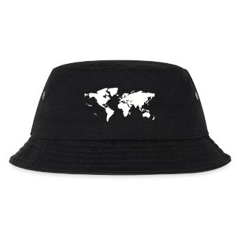 Weiß-Weltkarte - Kinder Bucket Hat - Schwarz - Vorne