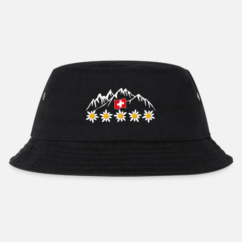 Schweiz, Berge, Gletscher, Urlaub - Kinder Bucket Hat - Schwarz