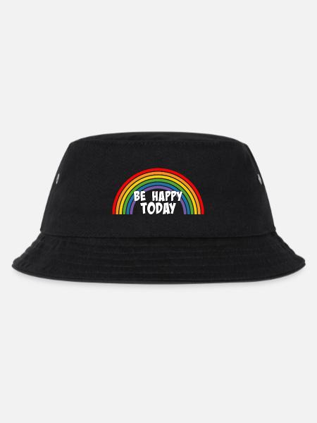 Rainbow be happy today white - Kids’ Bucket Hat - black