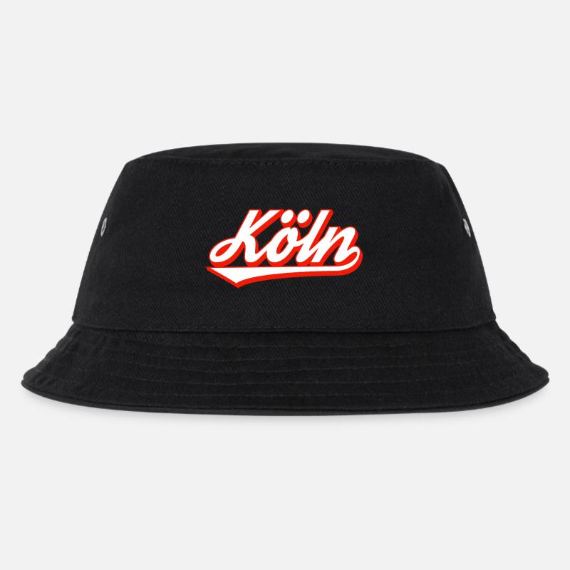 Köln Schriftzug Design mit roter Kontur - Kinder Bucket Hat - Schwarz