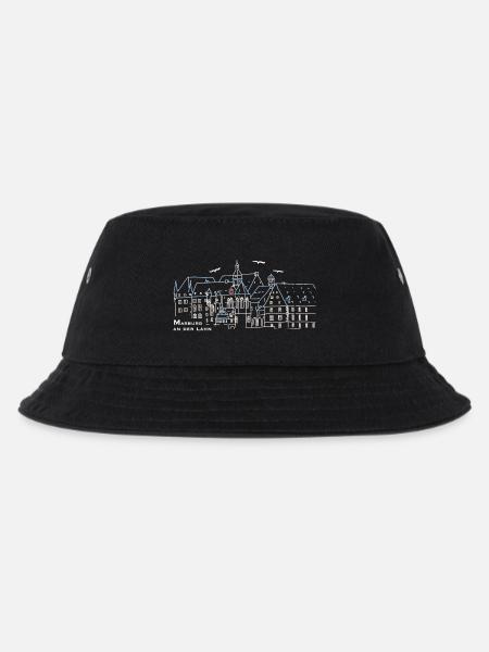 Marburg an der Lahn, Schloss, Hessen, Zeichnung - Kinder Bucket Hat - Schwarz