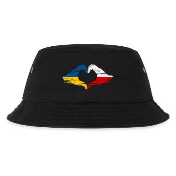 Ukraine Polen Herzform mit Hände used - Kinder Bucket Hat - Schwarz - Vorne