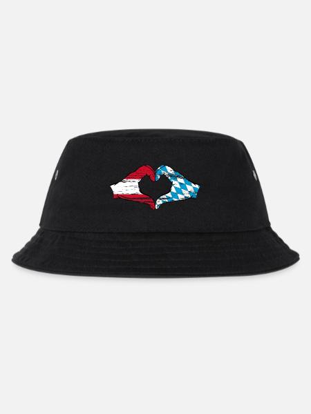Österreich Bayern Flagge Hände Herzform used - Kinder Bucket Hat - Schwarz
