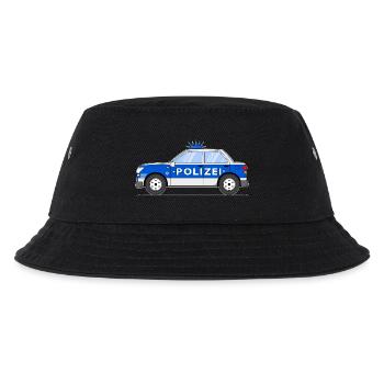 Polizeiauto in Blau und Silber - Kinder Bucket Hat - Schwarz - Vorne