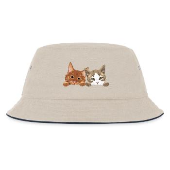 Niedliche zwei Katzen spähen - Kinder Bucket Hat - Natur/Navy - Vorne
