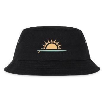 Surfboard mit Sonnenuntergang - Kinder Bucket Hat - Schwarz - Vorne