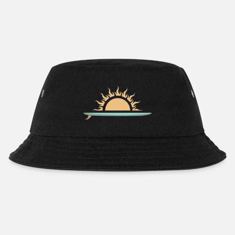 Surfboard mit Sonnenuntergang - Kinder Bucket Hat - Schwarz