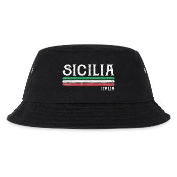 Sicilia Italia Distressed Flagge - Kinder Bucket Hat - Schwarz - Vorne