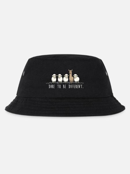 Dare to Be Different – Alpaka & Schafe Spruch - Kinder Bucket Hat - Schwarz