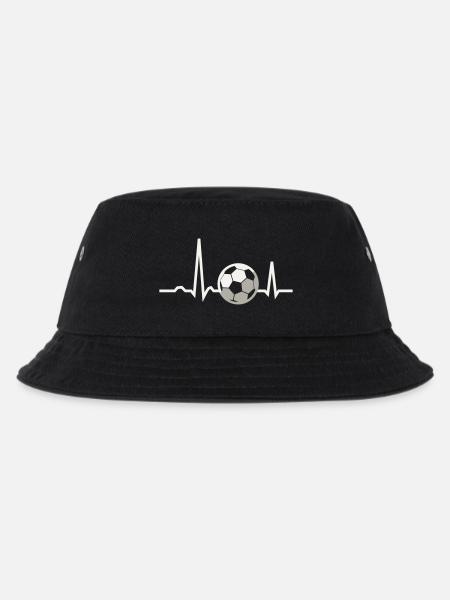 Soccer Heartbeat ECG Line Soccer Fan Gift - Kids’ Bucket Hat - black