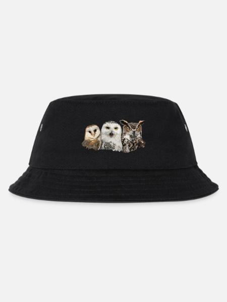 Eulen und Eule - Kinder Bucket Hat - Schwarz