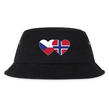 Tschechien Norwegen Flagge Herz - Kinder Bucket Hat - Schwarz - Vorne