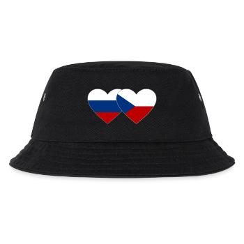 Russland Tschechien Flagge Herz - Kinder Bucket Hat - Schwarz - Vorne