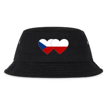 Tschechien Polen Flagge Herz breit - Kinder Bucket Hat - Schwarz - Vorne