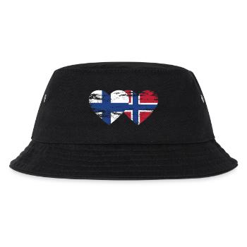 Finland Norway flag heart used used - Kids’ Bucket Hat - black - Front