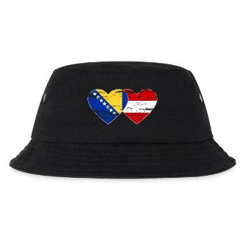 Bosnien Österreich Flagge Herz used - Kinder Bucket Hat - Schwarz - Vorne