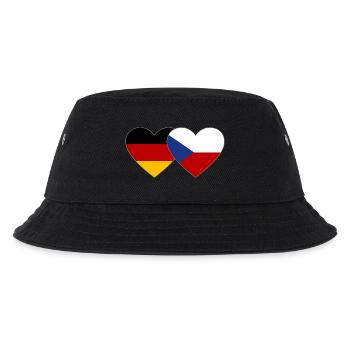 Deutschland Tschechien Flagge Herz Flagge - Kinder Bucket Hat - Schwarz - Vorne