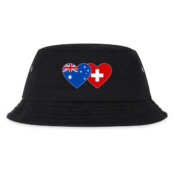 Australien Schweiz Flagge Herz Flagge - Kinder Bucket Hat - Schwarz - Vorne