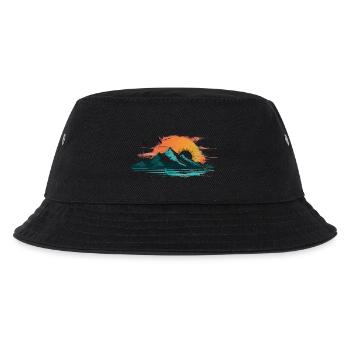 Abstrakte Berglandschaft im Sonnenuntergang - Kinder Bucket Hat - Schwarz - Vorne