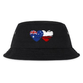 Australien Polen Flagge Herz used - Kinder Bucket Hat - Schwarz - Vorne