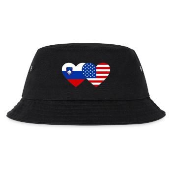 Slowenien USA Flagge Herz - Kinder Bucket Hat - Schwarz - Vorne