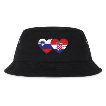 Slovenia Croatia Flag Heart used - Kids’ Bucket Hat - black - Front