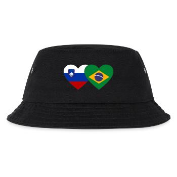 Slowenien Brasilien Flagge Herz - Kinder Bucket Hat - Schwarz - Vorne