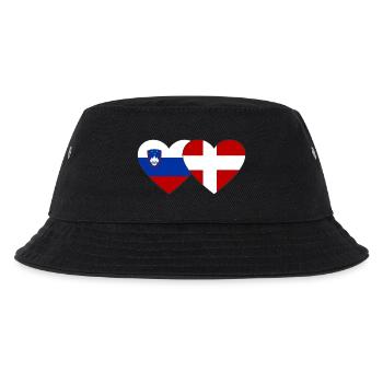 Slowenien Dänemark Flagge Herz - Kinder Bucket Hat - Schwarz - Vorne