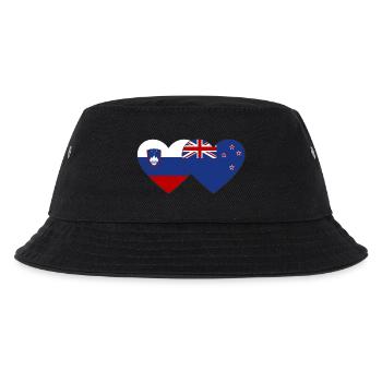 Slowenien Neuseeland Flagge Herz - Kinder Bucket Hat - Schwarz - Vorne