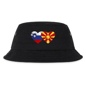 Slovenia Macedonia flag heart used - Kids’ Bucket Hat - black - Front