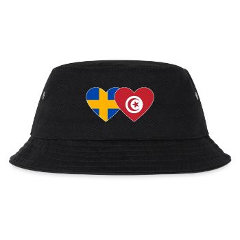 Schweden Tunesien Flagge Herz - Kinder Bucket Hat - Schwarz - Vorne