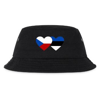 Tschechien Estland Flagge Herz - Kinder Bucket Hat - Schwarz - Vorne