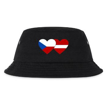 Tschechien Lettland Flagge Herz - Kinder Bucket Hat - Schwarz - Vorne