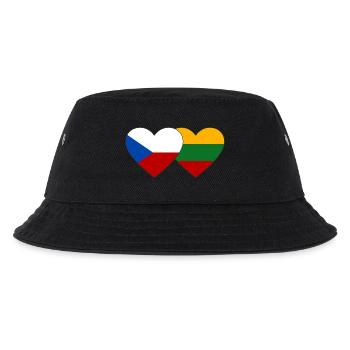 Tschechien Litauen Flagge Herz - Kinder Bucket Hat - Schwarz - Vorne