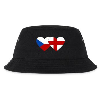 Tschechien England Flagge Herz - Kinder Bucket Hat - Schwarz - Vorne