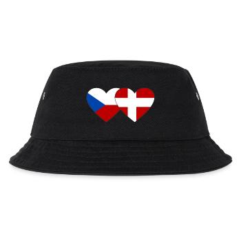 Tschechien Dänemark Flagge Herz - Kinder Bucket Hat - Schwarz - Vorne