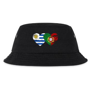 Uruguay Portugal flag heart used - Kids’ Bucket Hat - black - Front