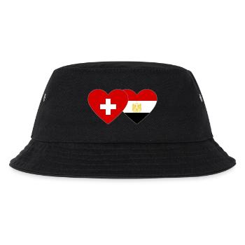 Schweiz Ägypten Flagge Hände Herzform - Kinder Bucket Hat - Schwarz - Vorne