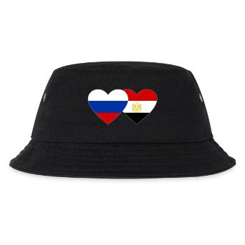 Russland Ägypten Flagge Hände Herzform - Kinder Bucket Hat - Schwarz - Vorne