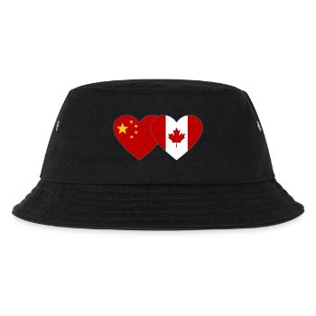 China Kanada Flagge Herz - Kinder Bucket Hat - Schwarz - Vorne