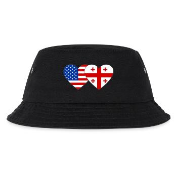 USA Georgien Flagge Herzform - Kinder Bucket Hat - Schwarz - Vorne