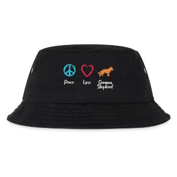 Frieden Liebe Schäferhund - Kinder Bucket Hat - Schwarz - Vorne