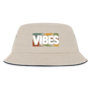 VIBES Retro Streetwear Grafikshirt - Kinder Bucket Hat - Natur/Navy - Vorne