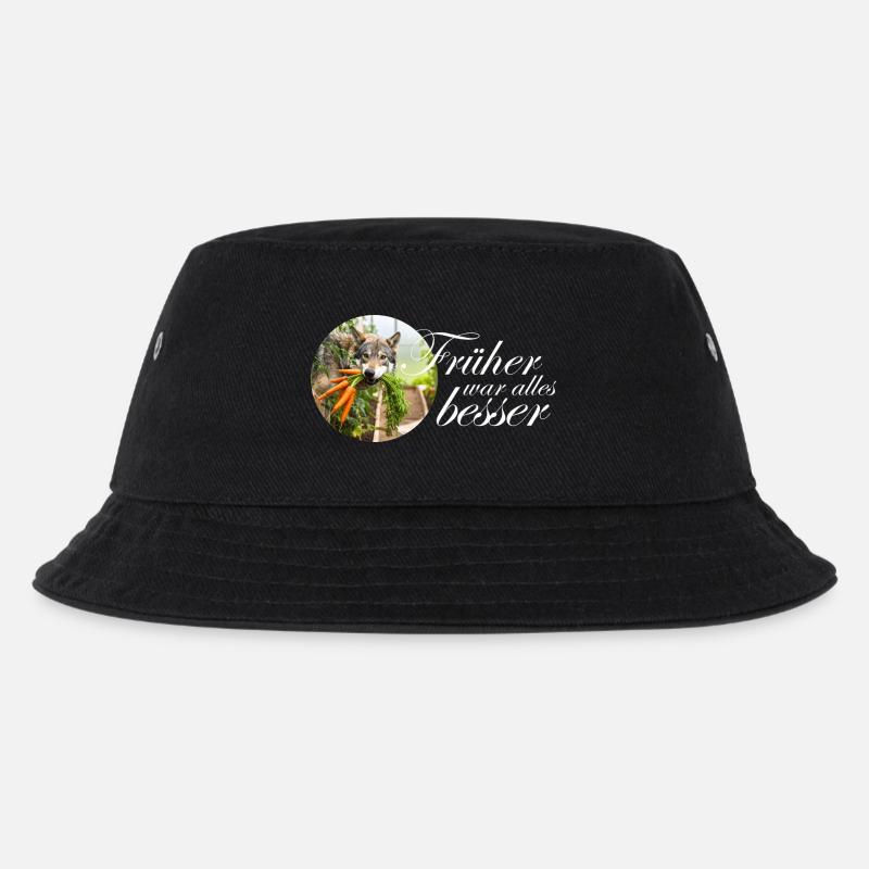 Hund Wolf mit Karotten Spruch Design witzig Nieder - Kinder Bucket Hat - Schwarz
