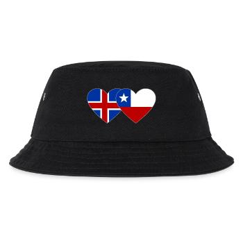 Island Chile Flagge Herz - Kinder Bucket Hat - Schwarz - Vorne