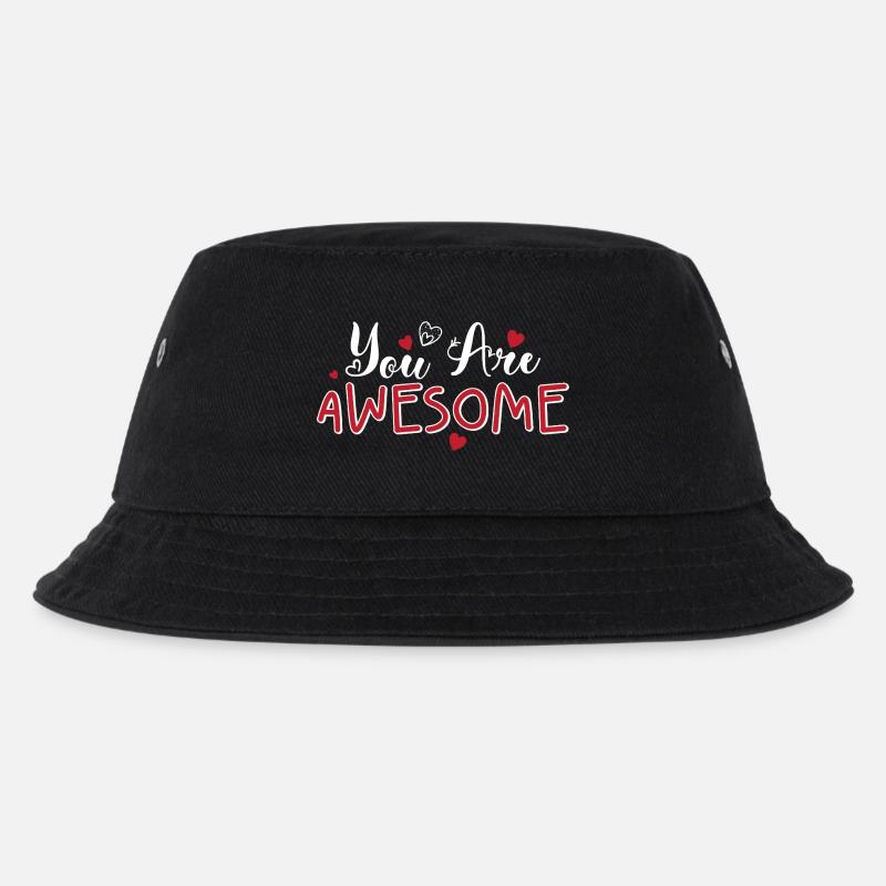 You Are Awesome Hearts Script - Kids’ Bucket Hat - black
